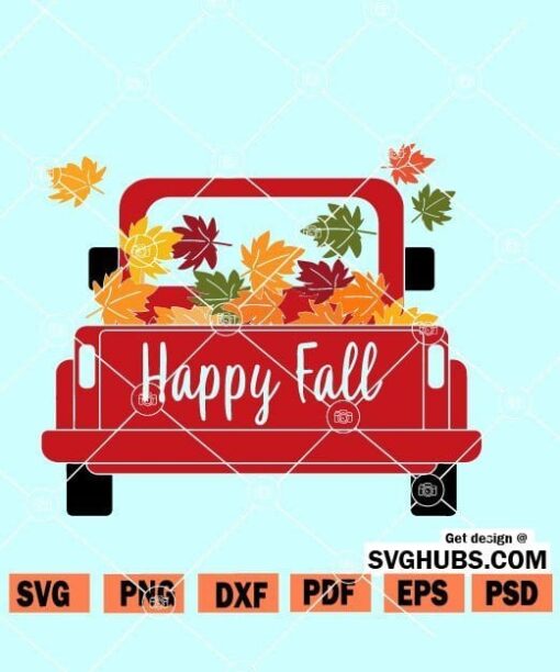 Fall truck with leaves SVG