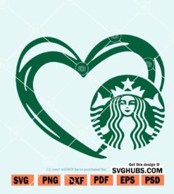 Starbucks with heart symbol SVG