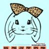 Bunny with leopard print bow svg