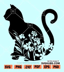 Floral cat svg