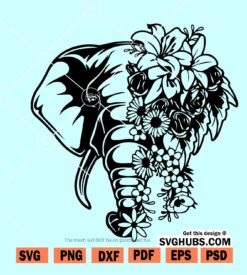 Floral elephant svg