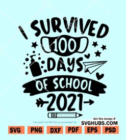 I Survived 100 Days of School 2021 svg