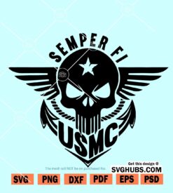 Semper Fi Skull svg