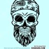 Skull with bandana and beard SVG