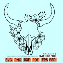 Floral cow skull svg