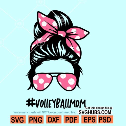 Volleyball mom messy bun svg