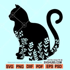 Floral cat SVG