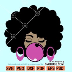 Afro woman with bubble gum SVG