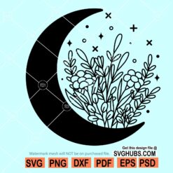 Floral Moon Svg