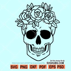 Floral skull SVG, flower skull SVG, skull with flowers svg, Skull SVG file