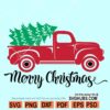 Merry Christmas truck with tree SVG, Red Christmas truck svg, Merry Christmas SVG, Vintage Christmas truck svg