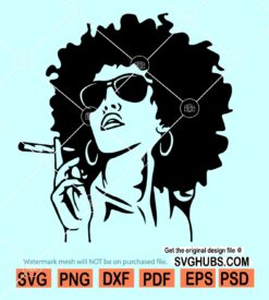 Afro Girl Smoking Joint Svg