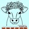 Cow with Flower Crown SVG