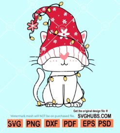 Gnome cat christmas svg