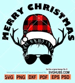 Messy bun woman christmas svg