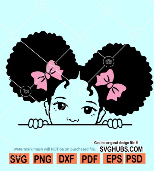 Peekaboo girl with afro puff hair SVG