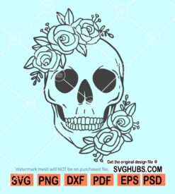 Skull with flowers svg