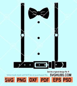 Suspenders with bow tie SVG