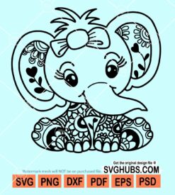 Baby elephant mandala svg