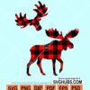 Buffalo plaid moose for merry christmas svg