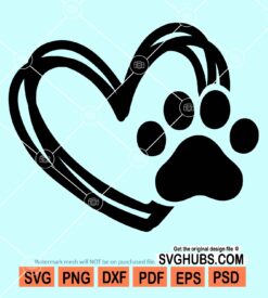 Cat paw heart svg