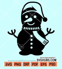 Christmas snowman with santa hat svg