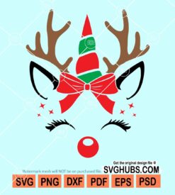 Christmas unicorn deer svg