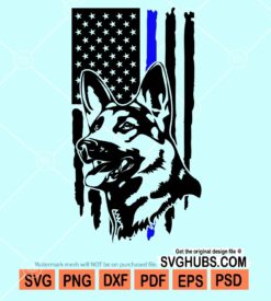 Distressed american flag blue line with german shepherd svg