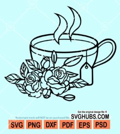 Floral tea cup svg