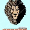 Lion face leopard print feathered svg