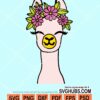 Llama with flowers svg