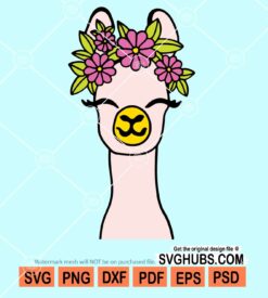 Llama with flowers svg