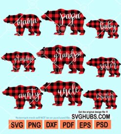 Mama bear buffalo plaid family SVG