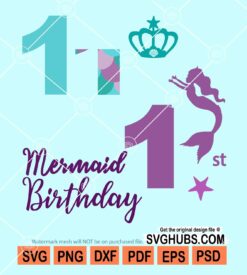 Mermaid birthday numbers svg