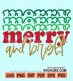 Merry and bright stacked svg