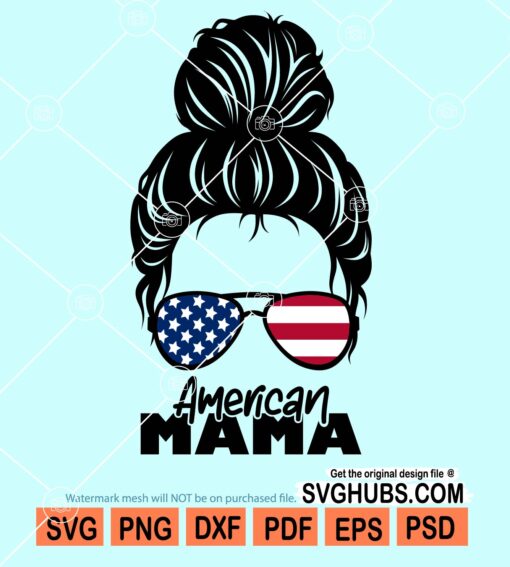 Messy bun american mama svg