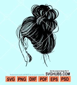 Messy bun hair svg