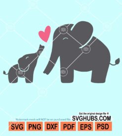 Mom and baby elephant svg