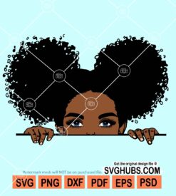 Peek a boo cute afro girl svg