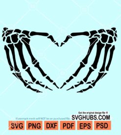 Skeleton heart hands svg