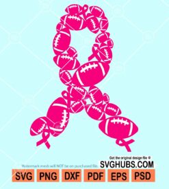 Cancer ribbon football svg