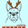 Christmas french bulldog antlers svg