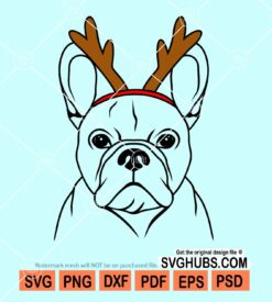 Christmas french bulldog antlers svg