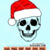 Christmas skull with santa hat svg