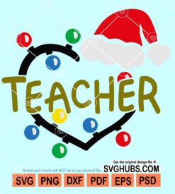 Christmas teacher heart svg