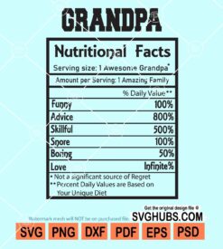 Grandpa nutrition facts svg