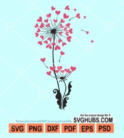 Heart dandelion flower svg