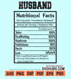 Husband nutrition facts svg