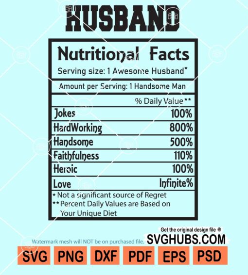 Husband nutrition facts svg