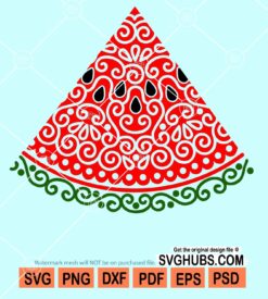 Mandala watermelon slice svg